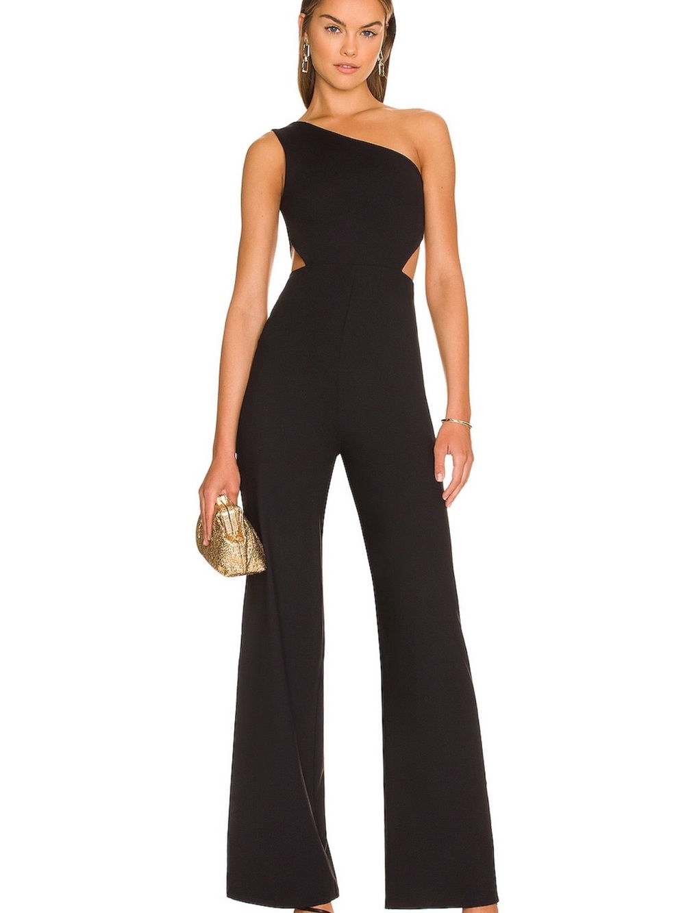 Susana Monaco One-Shoulder Black Cutout Jumpsuit